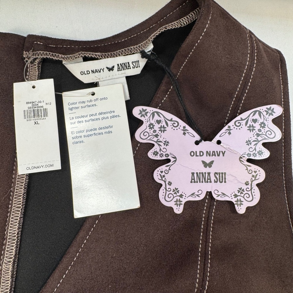 NEW Old Navy x Anna Sui‎ Vegan Suede Mini Dress Women XL Brown - Picture 8 of 16